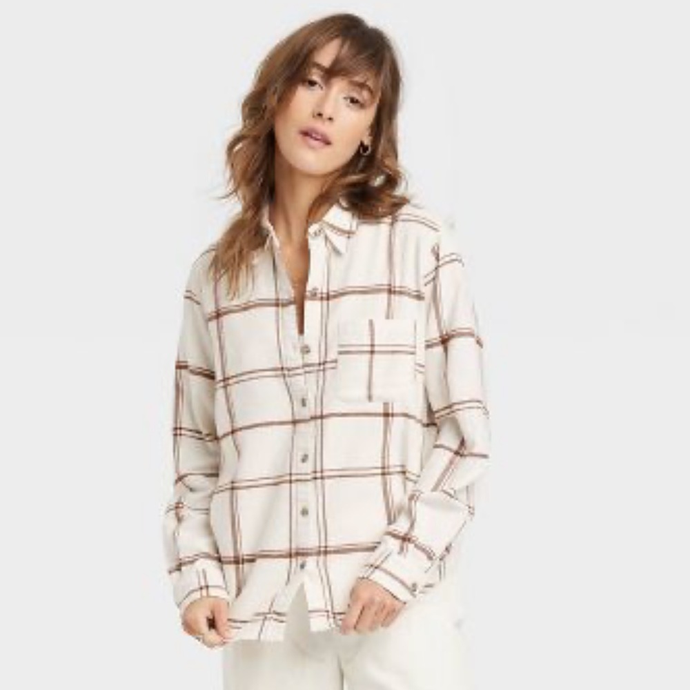 Universal thread relaxed fit button up flannel size small